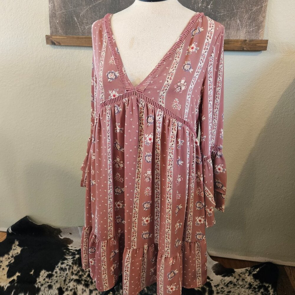 Wishlist Floral Boho Bell Sleeve Dress